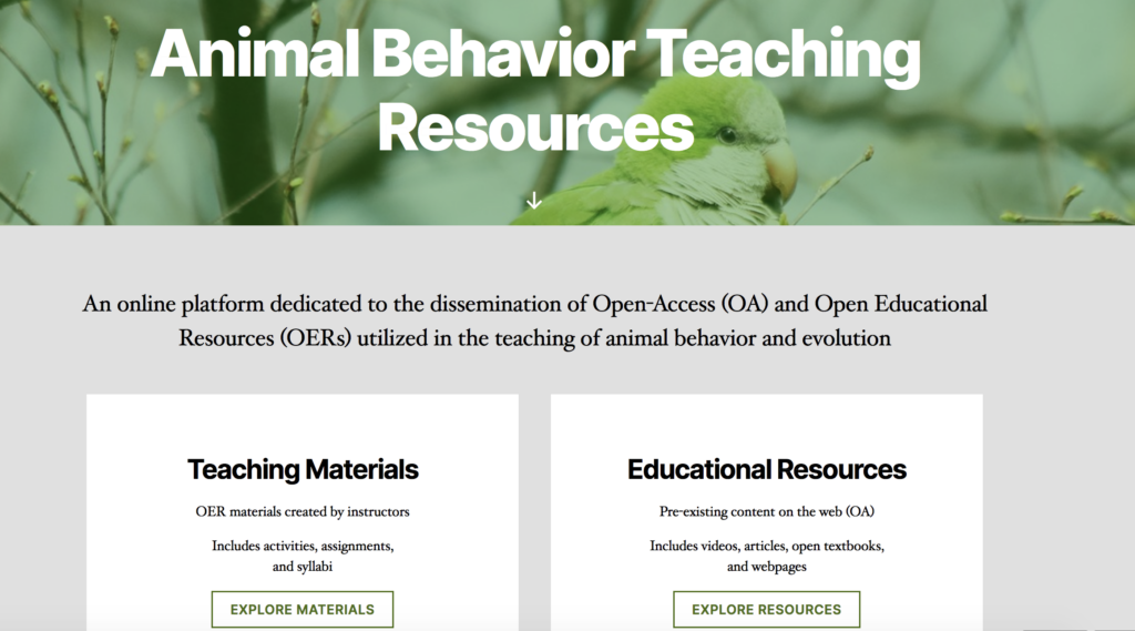 Screenshot of Animal Behavior Website
